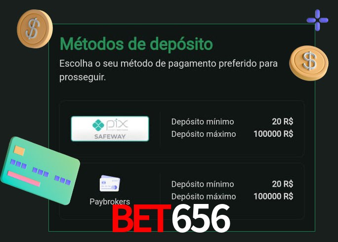 O cassino Bet656 oferece uma grande variedade de métodos de pagamento